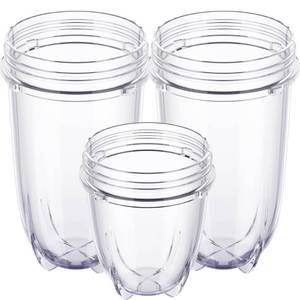 lot 60195 image: 3-pack 16 ounce Cup and 12 ounce Short Cup Replacement Cup Set Fits for Magic Bullet Blenders Cup for 250w MB1001 Series)