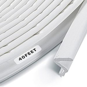 lot 60203 image: Soundproof Door Seal Strip V-Shaped Foam Kerf Door Frame Weather Stripping for Windows, Card Slot Installation Seals Large (White,40 Feet)
