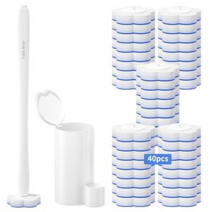 lot 60207 image: Topo Bear Disposable Toilet Bowl Brush with 40 Toilte Wand Refills, Toilet Bowl Cleaner Wands, Toilet Cleaning System Starter Kit