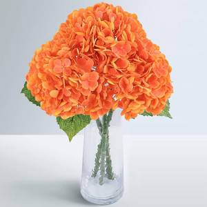 lot 60215 image: Waipfaru 3pcs Real Touch Hydrangea Artificial Flowers, 21in Artificial Hydrangea Flowers, Latex Full Flower Head with Stems, Fall Faux Hydrangea Flowers for Wedding Home Decor (Orange)