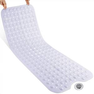 lot 60230 image: Yimobra Original Bathtub Mat Non Slip, Extra Long Bath Mat for Tub with Big Suction Cups and Drain Holes, Machine Washable Tub Shower Mats for Bathroom 16 x 40 Inches, Phthalate Latex Free, White