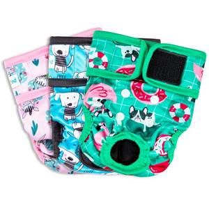 lot 60235 image: Paw Legend Washable Reusable Female Dog Period Diapers for Heat Doggie Puppy Diapers for Female Dogs (3 Pack, X-Small)