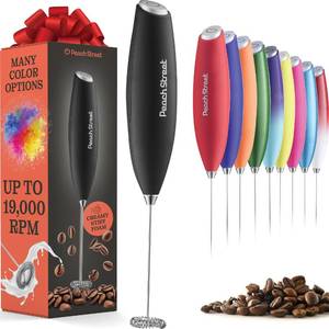 lot 60259 image: Powerful Handheld Milk Frother, Mini Milk Foamer, Battery Operated (Not included) Stainless Steel Drink Mixer for Coffee, Lattes, Cappuccino, Frappe, Matcha, Hot Chocolate.
