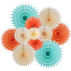 lot 60262 image: SUNBEAUTY Pack of 11 Hanging Honeycomb Paper Fans Party Decoration Paper Decoration for Birthday Wedding Graduation Events Accessories Mint Peach Cream