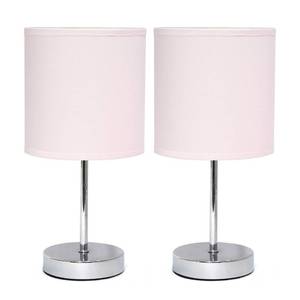 lot 60270 image: Simple Designs LT2007-BPK Chrome Mini Basic Table Lamp with Fabric Shade, Blush Pink