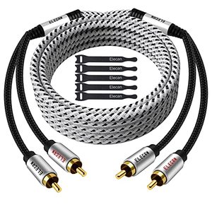 lot 60276 image: Elecan Premium RCA Cable 15 Ft (Hi-Fi Sound-16 AWG-Shielded) 2 RCA Male to 2 RCA Male Stereo Audio Cable, Gold Plated-Aluminum Alloy Shell-Pure Copper-Braided RCA Cord for Home Theater Speakers  Ties