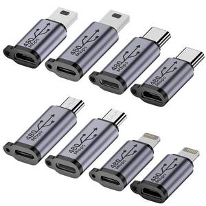 lot 60282 image: Jadebones USB CLightning to Micro USB Adapter, Type CMicro USB Female to Lightning Male Converter, Micro USBLighting to USB C Extender, USB CMicro USB to Mini USB Connector (8 Pack)