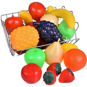 lot 60294 image: 20 Pieces Play Fruits Playset - Life-Sized Toy Food for Kids Kitchen, Healthy Farmers Market Grocery Pretend Play Plastic Toy Set for Toddlers