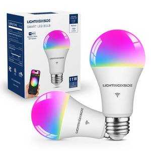 lot 60304 image: Lightinginside Smart Light Bulb 100W Equivalent, 1350lm 11W WiFi Smart Bulb Compatible with AlexaGoogle Assistant, A19 E26 Color Changing Light Bulb No Hub Required, 2.4GHz WiFi Only, ETL Listed,2PCS