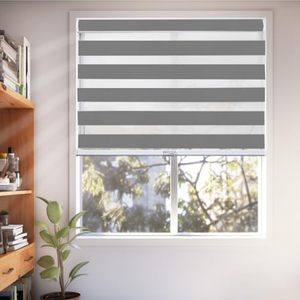 lot 60312 image: CHICOLOGY Zebra Blinds, Roller Window Shades, Blinds for Windows, Roller Shades for Windows, Window Shades for Home, Window Shades, Pull Down Shades for Windows, 35 W X 72 H, Basic Slate