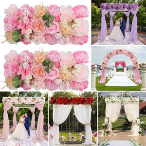 lot 60319 image: Wedding Arch Artificial Flowers -2Pcs Pink Faux Floral Swags Rose Silk Peony Realistic Arch Corner Faux Flower Row Arrangement Fake Combo for Wedding Reception Ceremony Event Wall Decor