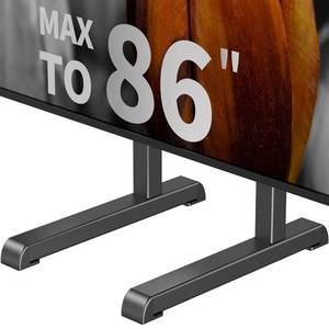 lot 60336 image: Universal Table Top TV Stand Base Replacement for Most 24 to 86 Inch LCD LED TVs, 7 Height Adjustable TV Legs with Cable Management Hold up to 132lbs, Max VESA 800x600mm, Black AX10TB01