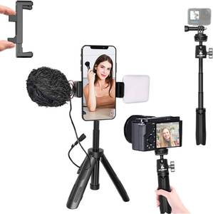 lot 60338 image: Extendable Selfie Stick Tripod for GoproCell PhoneCamera, Mini Tripod with Gopro Adapter & Phone Holder, Portable Vlog Travel Selfie Phone Tripod for DSLR Gopro Hero Canon G7x Ricoh Osmo