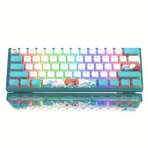 lot 60339 image: Womier 60% Percent Keyboard, WK61 Mechanical RGB Wired Gaming Keyboard, Hot-Swappable Keyboard with Blue Sea PBT Keycaps for Windows PC Gamers - Linear Red Switch