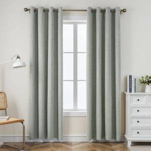 lot 60350 image: CUCRAF Full Blackout Window Curtains 84 inches Long, Faux Linen Look Thermal Insulated Grommet Drapes Panels for Bedroom Living Room, Set of 2 (52 x 84 inches, Grey Green)