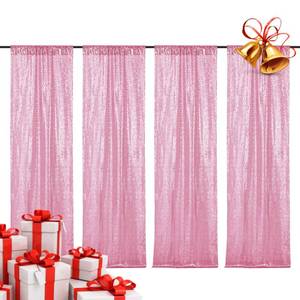 lot 60361 image: BEDDEB 4PCS Pink Sequin Backdrop Curtain, 2FTx8FT Glitter Backdrop Curtain for Christmas, Birthday, Wedding, Party Decoration Wedding Party Stage Decorations Fabric Sparkle Photography Background