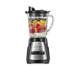 lot 60379 image: Hamilton Beach Power Elite Wave Action Blender For Shakes and Smoothies, Puree, Crush Ice, 40 Oz Glass Jar, 12 Functions, Stainless Steel Ice Sabre Blades, 700 Watts, Black (58148A)