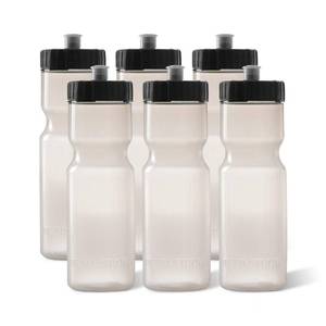 lot 60386 image: 50 Strong Sports Squeeze Water Bottle 6 Pack � 22 oz. BPA Free Easy Open PushPull Cap � USA Made (Clear)