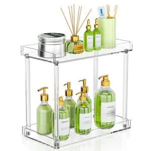 lot 60387 image: NPPLUS Acrylic Bathroom Counter Organizer, Clear Bathroom Countertop Organizer, 2-Tier Tray Vanity Counter Organizer Shelf, Home Storage Holder for Makeup Cosmetics Perfume Organizer