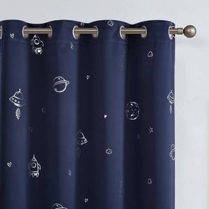 lot 60390 image: Vangao Navy Blue Blackout Curtains Space Theme Curtains for Boys Kids Nursery Girls Room Silver Foil Print Grommet Top Window Drapes 84 Inches Long 2 Panels for Bedroom Living Room