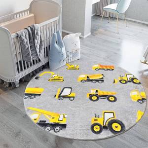 lot 60392 image: Poowe Round Construction Trucks Kids Area Rug Soft Fluffy Kids Construction Rugs for Playroom Nonslip Digger Nursery Rug for Boys Room,3.3FT