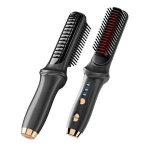 lot 60393 image: Cordless Hair Straightener Brush for Women,Portable Electric Hair Straightening Comb with Negative Ions,Fast Heating,USB Rechargeable,Portable Design for Travel (Black 2024)