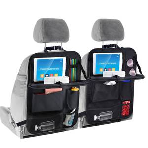 lot 60416 image: Datanly 2 Pcs Backseat Car Organizers with Car Tray, Back Seat Car Organizer for Kids Kick Mats for Cars Travel Black, Unisex(Black, Classic)