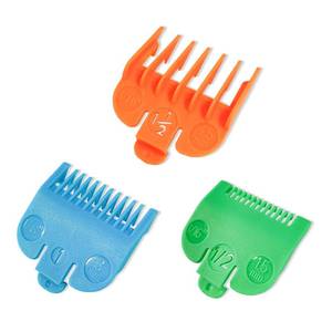 lot 60418 image: 3 Color Coded Hair Clipper Guard Combs - Fits Most Wahl Clippers - Lengths 116, 18, and 316 Inch