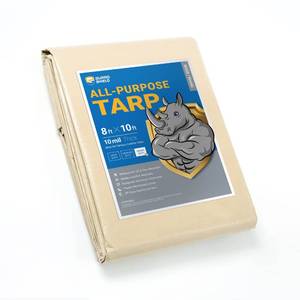 lot 60441 image: GUARD SHIELD Beige Tarp Heavy Duty Waterproof 8x10 Feet Outdoor Poly Tarps Cover Thick UV Resistant Canopy Tarpaulin with Grommets 10mil