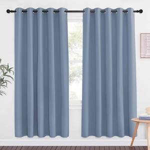 lot 60442 image: NICETOWN Blackout Doorway Curtain Room Darkening - Window Treatment Thermal Insulated Solid Grommet Vertical Drape for BedroomLiving Room (Stone Blue, 1 Panel, 66 by 72 Inch)