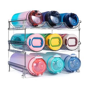 lot 60459 image: spospo Water Bottle Organizer for Cabinet, 3 Pack Water Bottle Organization and Storage Shelf, Plastic Water Bottle Holder Rack for Fridge, Kitchen, Desktop