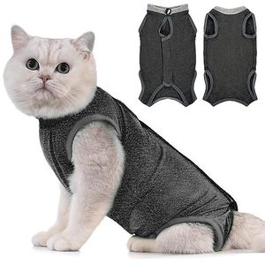 lot 60462 image: Avont Cat Recovery Suit - Kitten Onesie for Cats After Surgery, Cone of Shame Alternative Surgical Spay Suit for Female Cat, Post-Surgery or Skin Diseases Protection -Darkgrey(L)