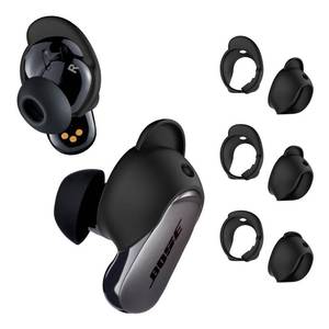 lot 60467 image: 3 Pairs Ear Tips Covers for Bose QuietComfort Earbuds II&Bose QuietComfort Ultra Earbuds, WOFRO Anti Slip Silicone Sport Wingtip Anti Scratches Eartip Accessories (SML)-Black