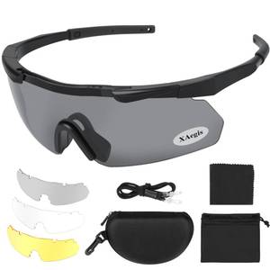 lot 60470 image: xaegistac Tactical Eyewear 3 Interchangeable Lenses Outdoor Unisex Shooting Glasses (Black Frame)