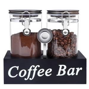 lot 60474 image: WYTAOHZL 2PCS Glass Coffee Containers with Shelf 54oz Coffee Station Organizer Glass Coffee Bean Storage with Spoon Coffee Canister Set Jars with Airtight Locking Clamp for Coffee Bean Ground NutsNO JARS,