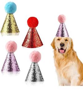 lot 60480 image: 3pcs- Dog Birthday Hat for Pets Party Decoration Supplies Cat Kitten Headband Hats Charms Grooming Accessories