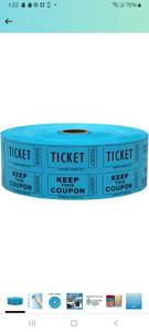 lot 60486 image: INDIANA TICKET CO. 1,000 Blue Raffle Tickets Double Roll, Premium Quality 5050 Raffle Tickets, Tickets for Events, Carnivals, Door Prizes, Drinks and More