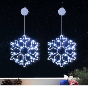 lot 60489 image: BlcTec 2 Pack 90LED Christmas Window Lights, 13 Inch Snowflakes Christmas Silhouette Lights with Suction Cup & Timer, Battery Operated Sturdy Metal Frame Window Lights for Christmas Dcor, Cool White