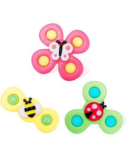 lot 60503 image: Suction Toys for Baby, 3PC Baby Bath Toys with Rotation Suction Cup for Baby Dining TableBathingTravelling