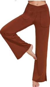 lot 60507 image: PINSPARK Wide Leg Pants for Women Yoga Pants with Pockets Crossover High Waist Straight Pants Stretch Casual Sweatpants XXL