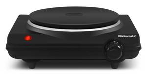 lot 60529 image: Elite Gourmet ESB-301BF# Countertop Single Cast Iron Burner, 1000 Watts Electric Hot Plate, Temperature Controls, Power Indicator Lights, Easy to Clean, Black