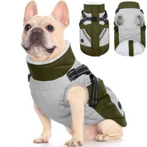 lot 60538 image: FUAMEY Dog Jackets-Dog Coat with Harness Built in-Waterproof Dog Jacket-Dog Winter Coat with Zipper On Back-Snowsuit Pet Clothes Poop Bag Pockets-Reflective Dog Vest for Small Dogs Green S