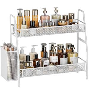 lot 60543 image: EKNITEY Bathroom Countertop Organizer Shelf - 2 Tier Counter Spice Rack Metal Makeup Rack Small Perfume Organizer for SinkBedroomLiving roomKitchenOffice