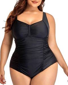 lot 60545 image: Daci Women Plus Size One Piece Swimsuits Tummy Control Black Vintage Ruched Bathing Suits Retro Swimwear 24 Plus
