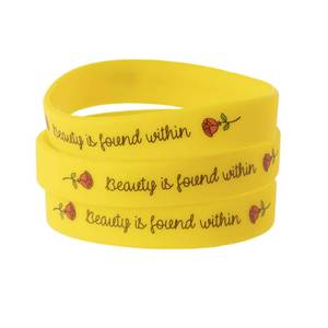 lot 60548 image: L LIFETIME Rose Beauty Wristband Party Favors, 24 Pack Silicone Bands Beauty and the Beast Theme Silicone Bracelets for Girl Power Teens Tween Birthday Supplies Celebration Positive Message