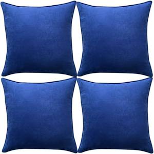 lot 60549 image: Fancy Homi 4 Packs Blue Decorative Throw Pillow Covers 16x16 inch40x40 cm, Super Soft Faux Suede Decor Square Pillow Case, Solid Cushion Cover for Couch Living Room Sofa Bedroom
