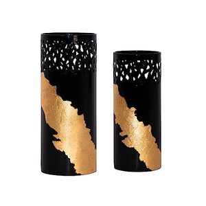 lot 60554 image: ARNIS 2 Pcs Tall Flower Vase, Black and Gold Finish Decorative Vases for Living Room, Coffee Table, Kitchen Decor, 10.25Inch8.5Inch
