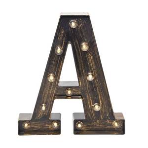 lot 60556 image: OYCBUZO Golden Black Led Marquee Letter - Industrial, Vintage Style Light Up Alphabet Letter Sign for Cafe Wedding Birthday Party Christmas Lamp Home Bar Initials Decor - A