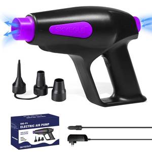 lot 60573 image: ZMAYPLUS Electric Air Pump for Inflatable and Deflate, Portable Electric Pump with 3 Nozzles Hand Held 110-240V12V DC Quick Fill Air Pump for Outdoor Camping Air Mattress Beds Furnitures Pool Float