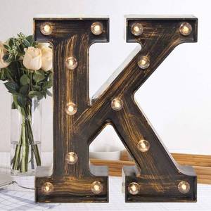 lot 60576 image: OYCBUZO Golden Black Led Marquee Letter - Industrial, Vintage Style Light Up Alphabet Letter Sign for Cafe Wedding Birthday Party Christmas Lamp Home Bar Initials Decor - K